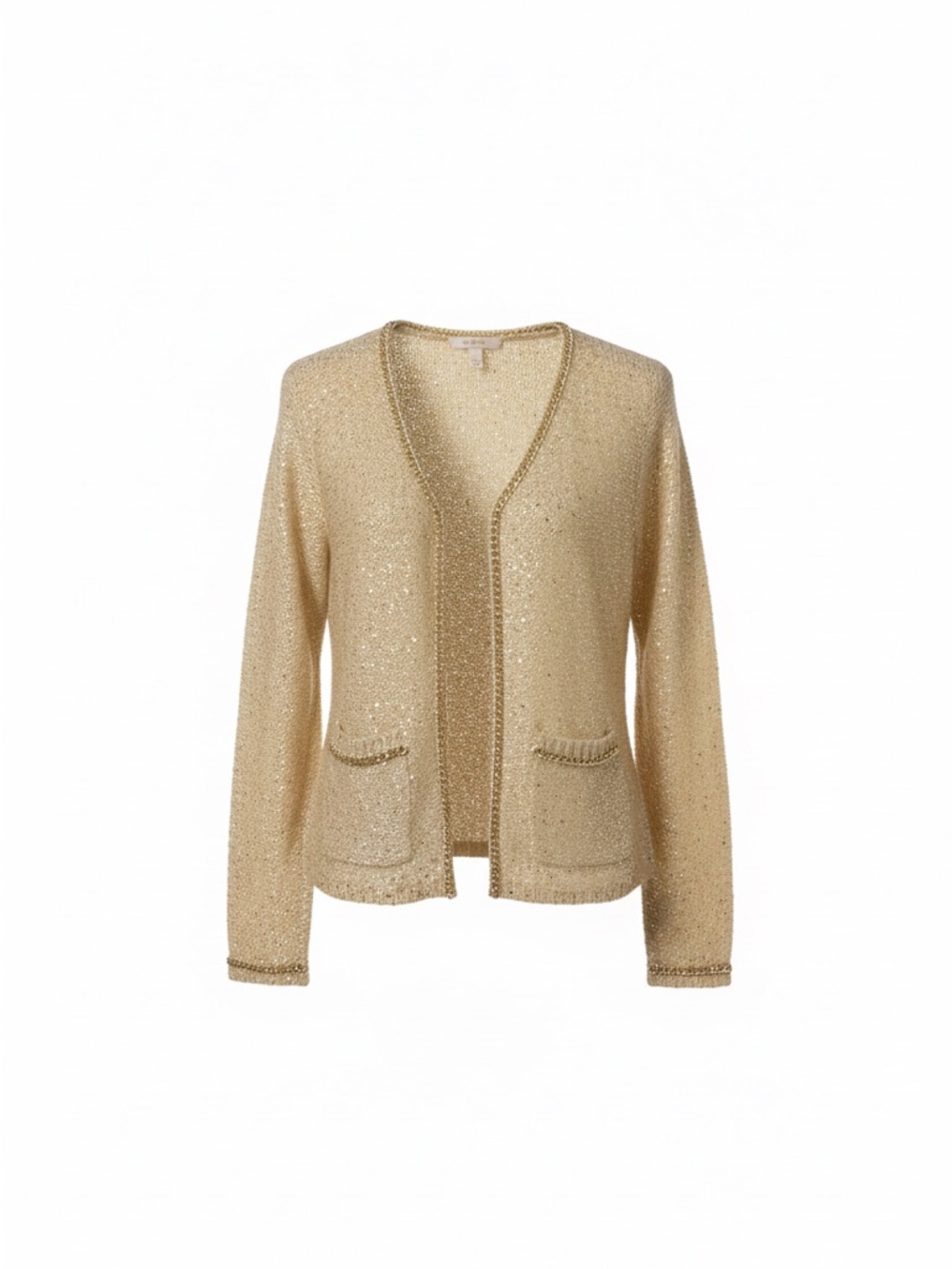 Gold Open-Front Knit Cardigan - Women